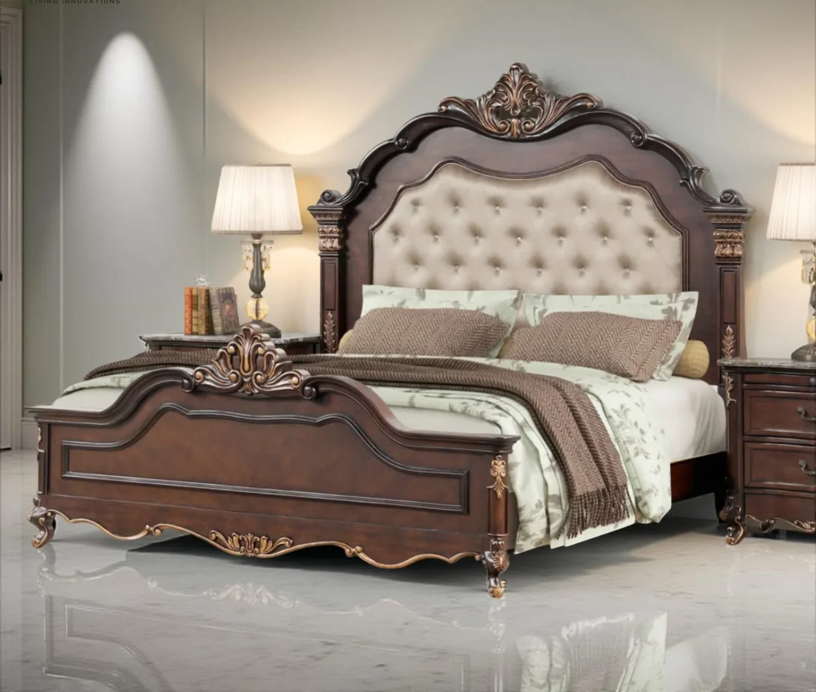 Wooden Handcrafted Designer Bed in Teak Wood